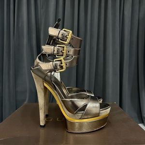 Gucci Iman Bronze Platform Pumps